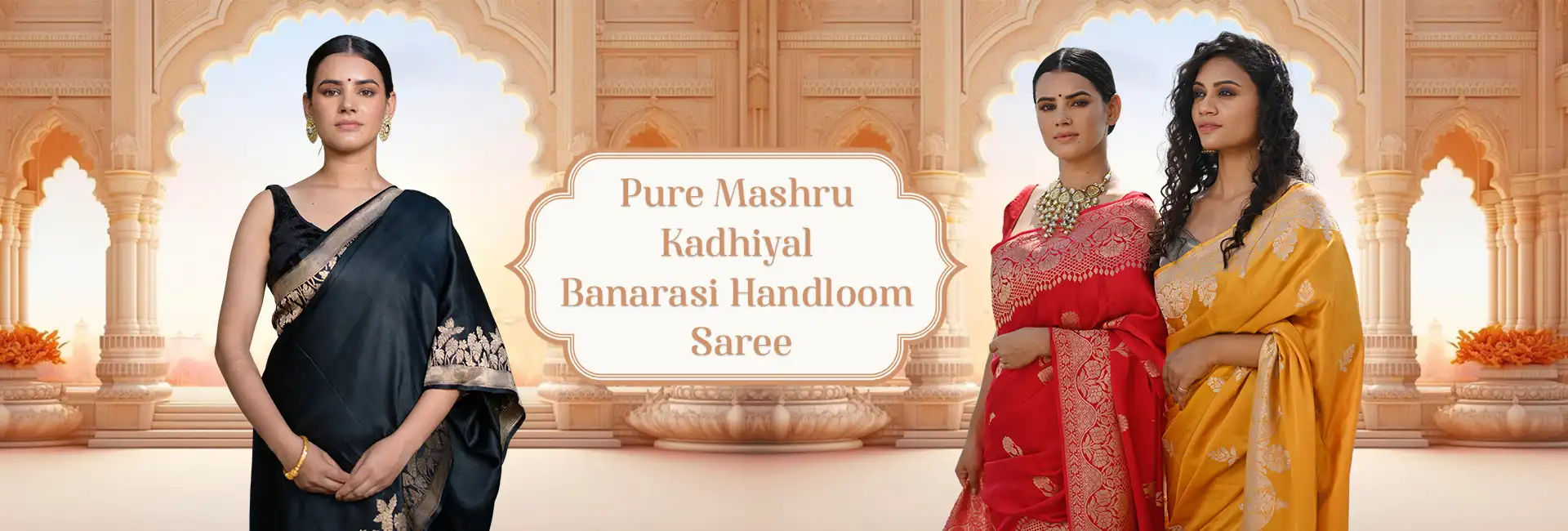 Pure Mashru Kadhiyal Banarasi Handloom Saree Manufacturers in Varanasi