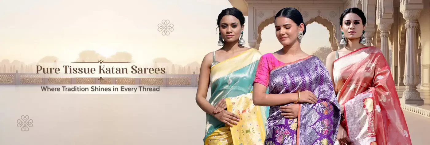 Pure Tissue Katan Sarees Manufacturers in Varanasi