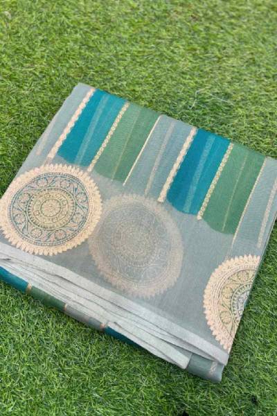 Best Powder Blue Pure Kora Katan Rungkaat Banarasi Handloom Saree in Varanasi