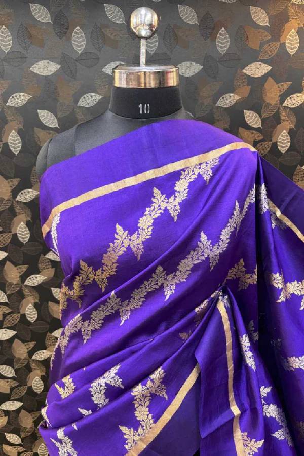 Blue Pure Raw Mango With Ada Kadhiyal Banarasi Handloom Saree in Varanasi