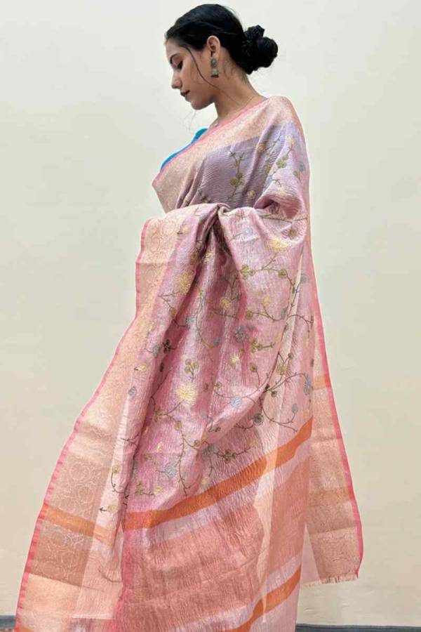 Crush Tissue with Embroidery Banarasi Handloom Saree in Varanasi