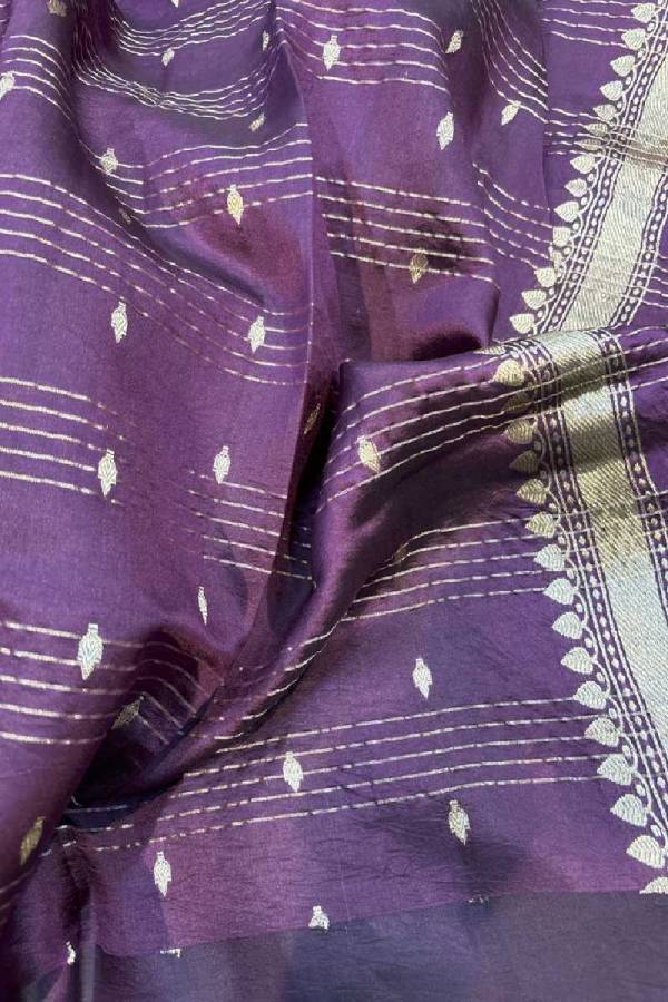 Dark Wine Brown Pure Raw Mango Banarasi Handloom Saree in Varanasi