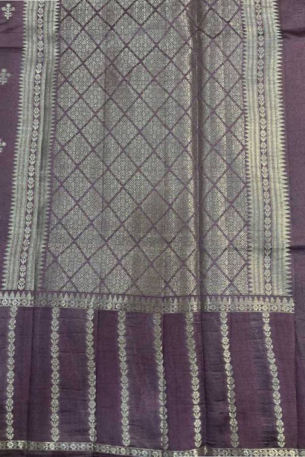 Dusty Lavender Pure Raw Mango Banana Handloom Saree in Varanasi