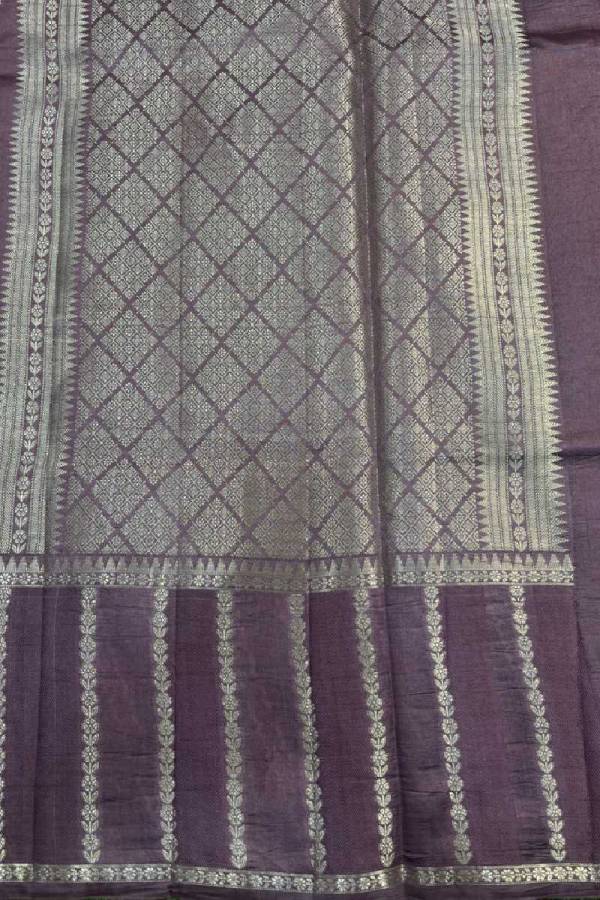 Dusty Lavender Pure Raw Mango Banana Handloom Saree in Varanasi