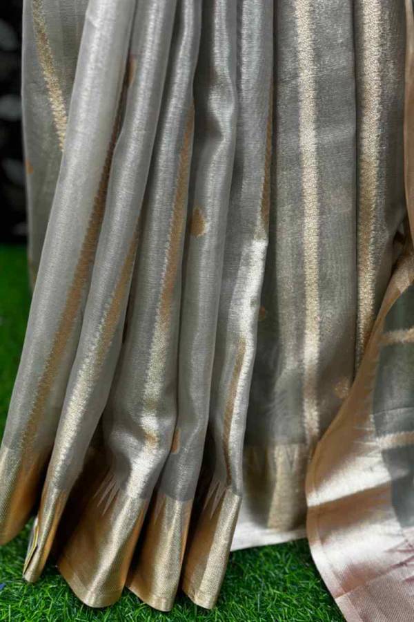 Gray With Light Pink Tissue Banarasi Saree For Wedding Occasions in Varanasi