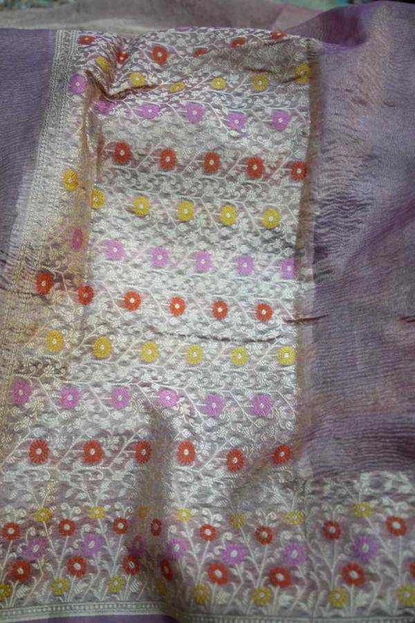 Lavender Pure Crush Tissue Banarasi Handloom Saree in Varanasi
