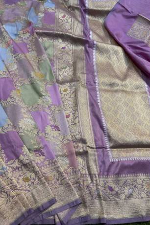 Lavender Pure Katan Rungkaat Banarasi Handloom Saree in Varanasi