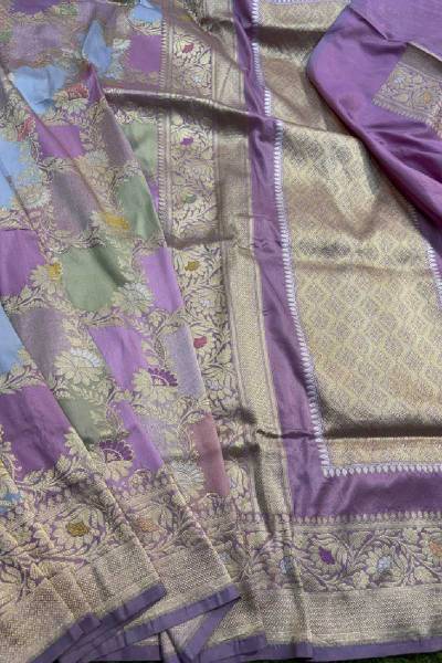 Lavender Pure Katan Rungkaat Banarasi Handloom Saree Manufacturers, Suppliers, Exporters in
                                                                         Varanasi