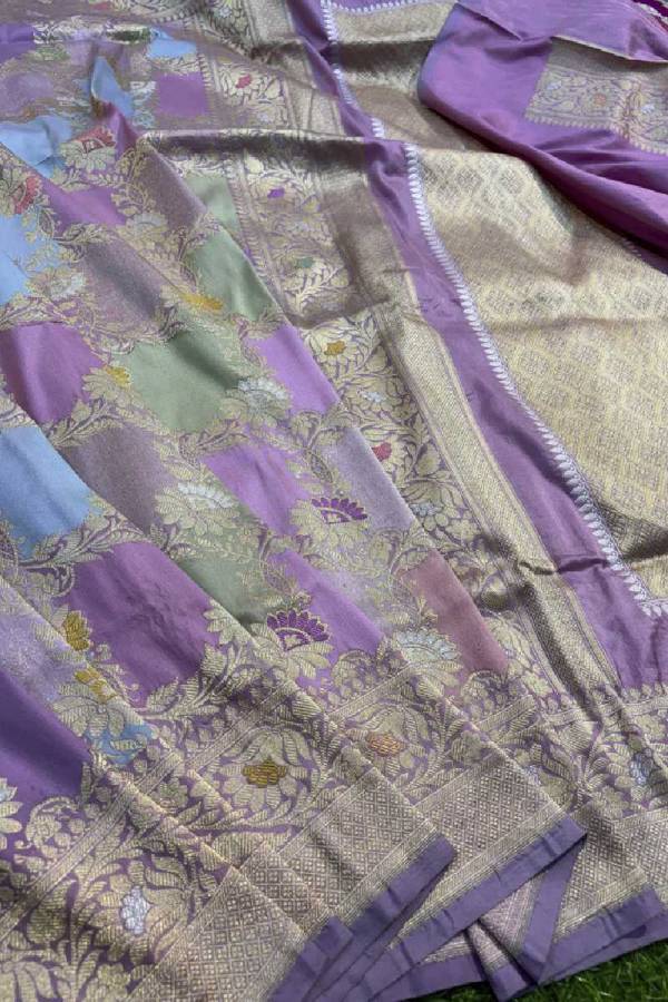 Lavender Pure Katan Rungkaat Banarasi Handloom Saree in Varanasi