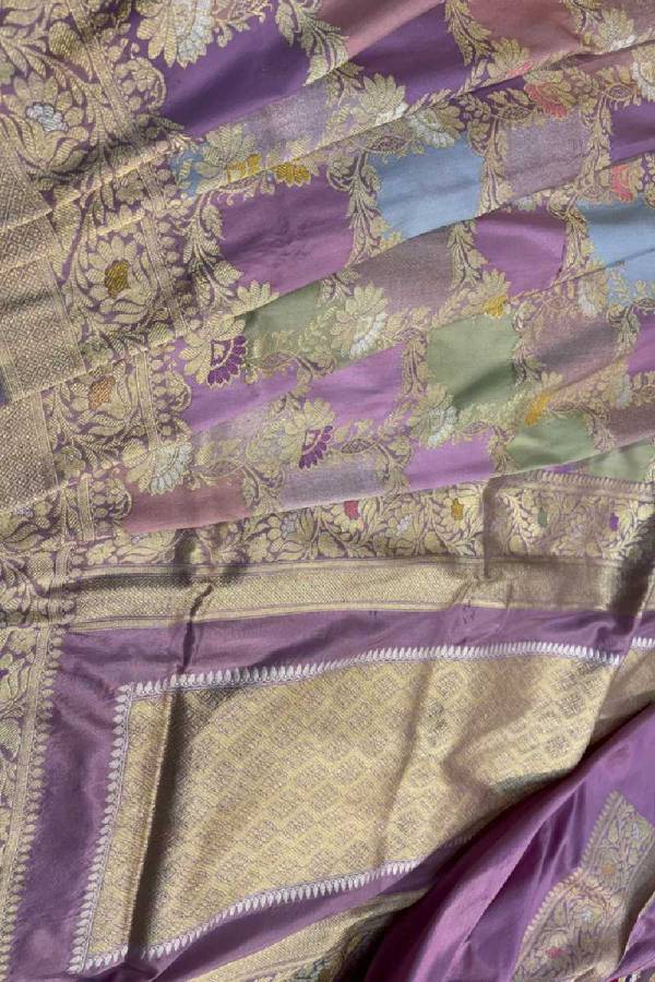 Lavender Pure Katan Rungkaat Banarasi Handloom Saree in Varanasi