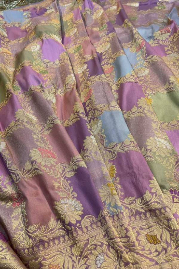 Lavender Pure Katan Rungkaat Banarasi Handloom Saree in Varanasi
