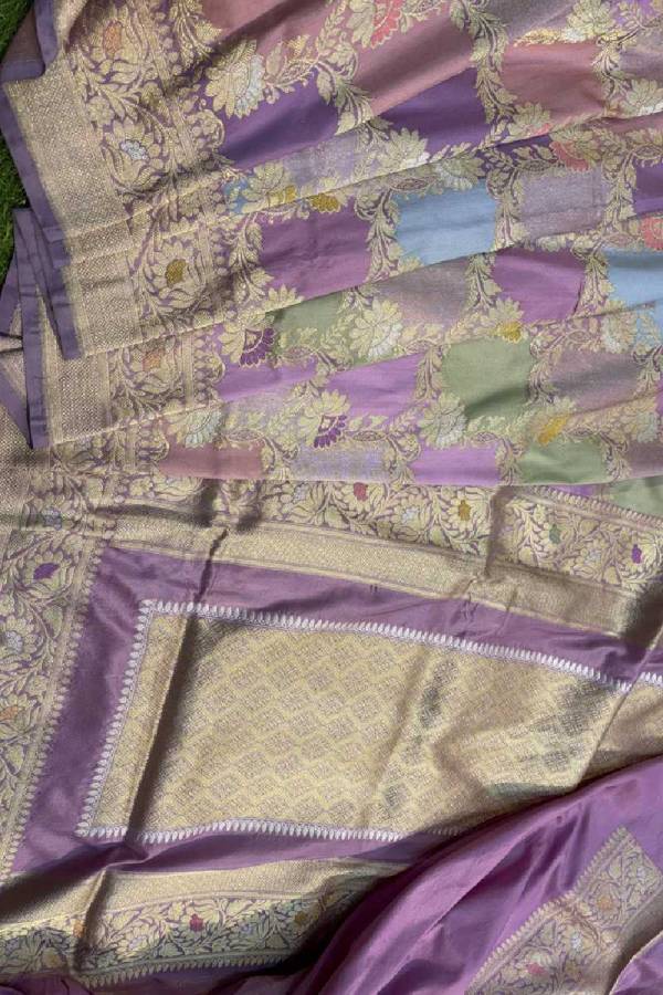 Lavender Pure Katan Rungkaat Banarasi Handloom Saree in Varanasi