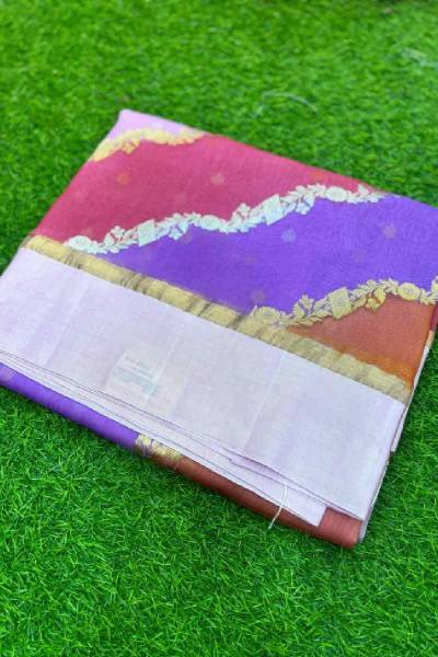 Lavender Pure Kora Katan Rungkaat Banarasi Handloom Saree in Varanasi