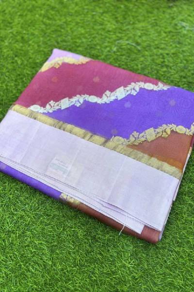 Lavender Pure Kora Katan Rungkaat Banarasi Handloom Saree in Varanasi