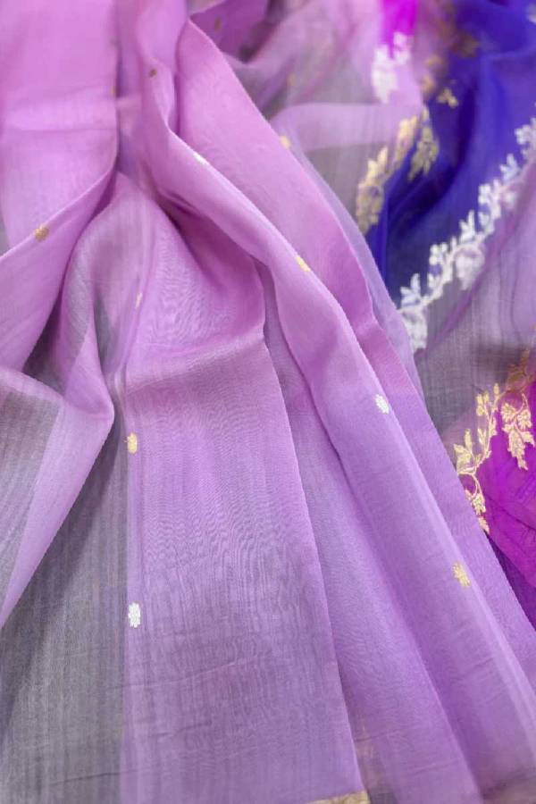Lavender Pure Kora Katan Rungkaat Banarasi Handloom Saree in Varanasi