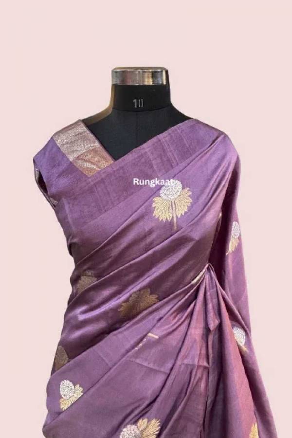 Lavender Pure Raw Mango Banaras Handloom Saree in Varanasi