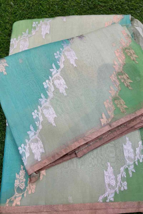 Lemon Green Pure Kora Katan Rungkaat Banarasi Handloom Saree in Varanasi