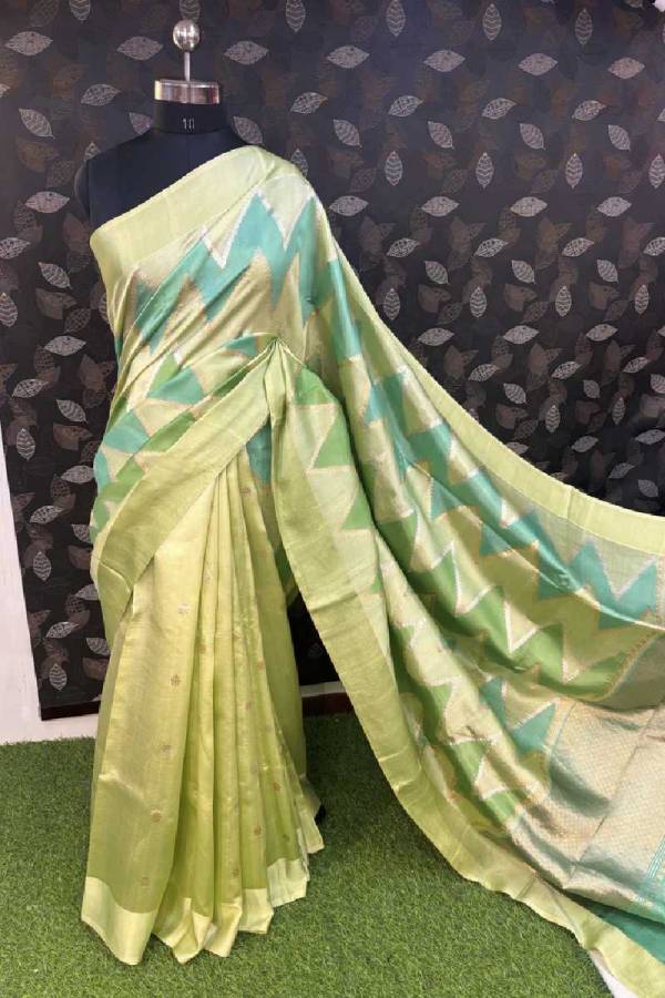 Lemon Pure Raw Mango Rungkaat Banarasi Handloom Saree in Varanasi