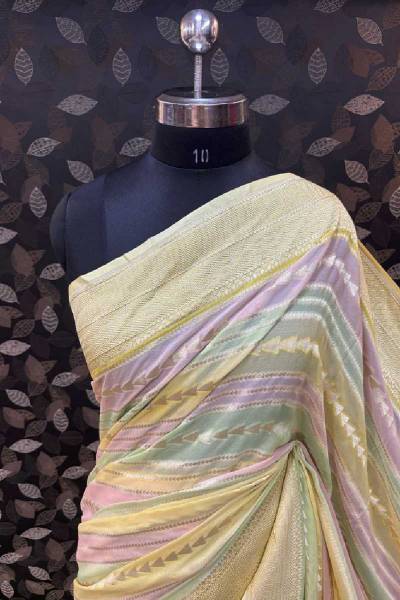 Lemon Yellow Pure Khaddi Georgette Rungkaat Banarasi Handloom Saree Manufacturers, Suppliers, Exporters in
                                                                         Varanasi