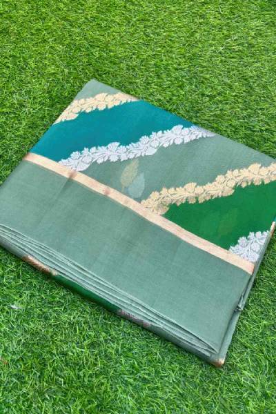 Light Green Kora Katan Banarasi Handloom Saree in Varanasi