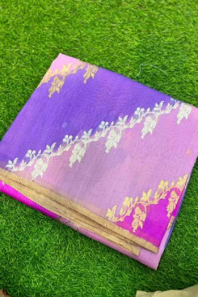 Light Lavender Pure Kora Katan Rungkaat Banarasi Handloom Saree in Varanasi