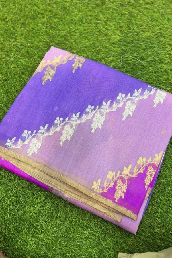 Light Lavender Pure Kora Katan Rungkaat Banarasi Handloom Saree in Varanasi