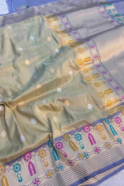 Light Lemon Pure Tissue Katan Meenakari Banarasi Handloom Saree in Varanasi