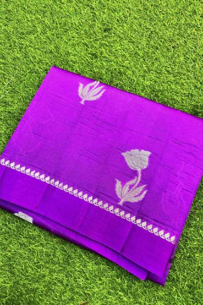 Light Rani Pink Pure Raw Mango Banana Handloom Saree in Varanasi