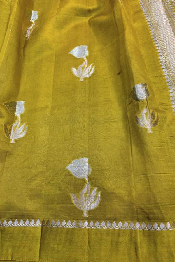 Mustard Yellow Raw Mango Banarasi Handloom Saree in Varanasi