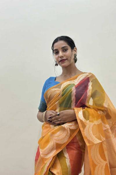 Orange Yellow Kora Rungkaat Banarasi Handloom Saree Manufacturers, Suppliers, Exporters in
                                                                         Varanasi