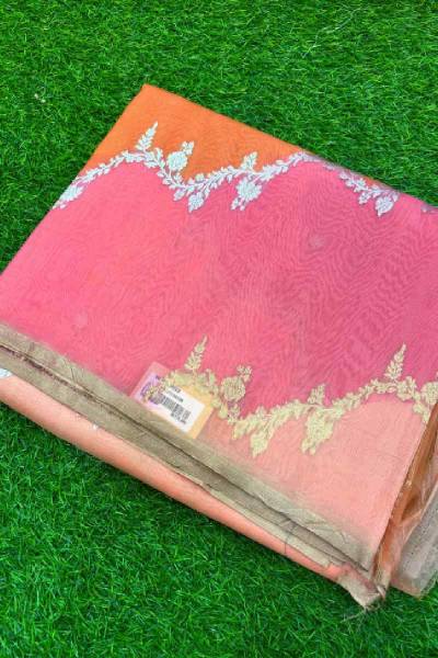 Peach Pure Kora Katan Rungkaat Banarasi Handloom Saree in Varanasi