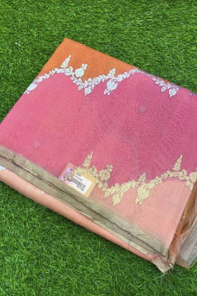 Peach Pure Kora Katan Rungkaat Banarasi Handloom Saree in Varanasi