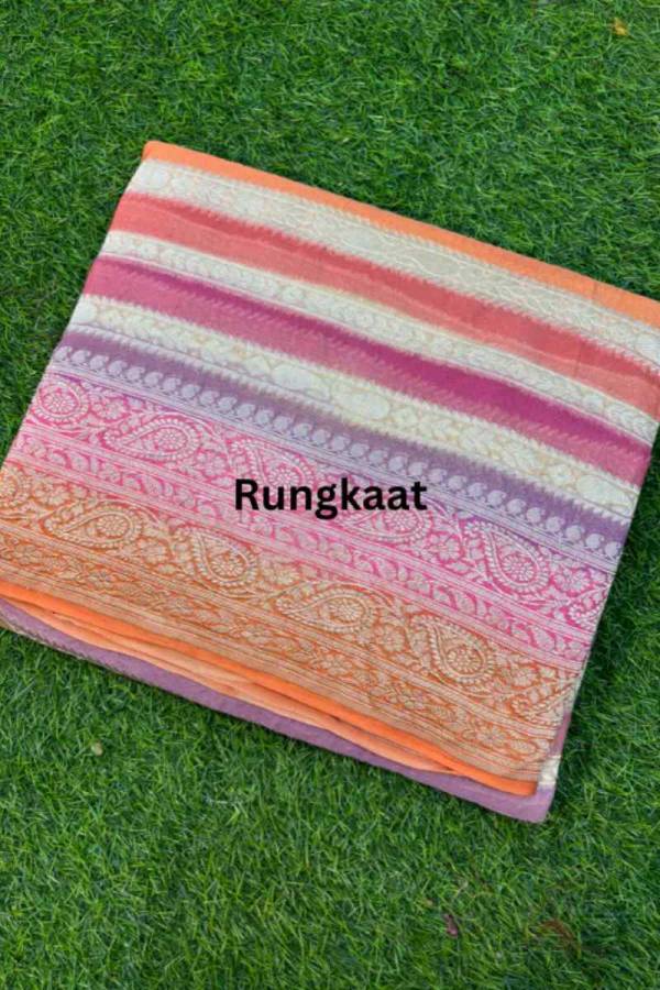 Pink Pure Khaddi Georgette Banarasi Handloom Saree in Varanasi