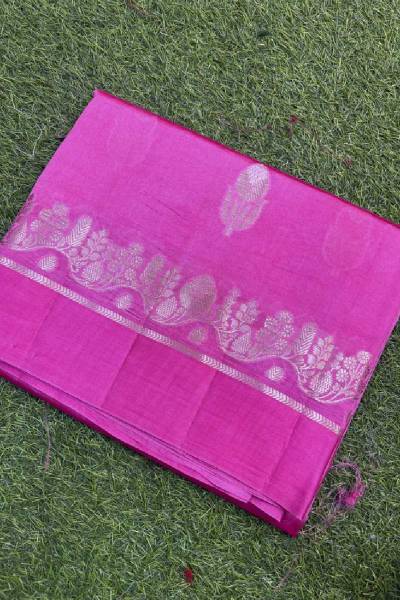 Pink Pure Raw Mango Banarasi Handloom Saree in Varanasi