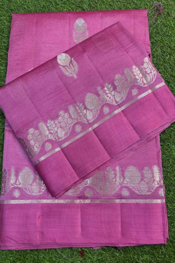 Pink Pure Raw Mango Banarasi Handloom Saree in Varanasi
