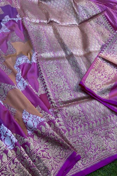 Pink-Rungkaat Katan Banarasi Handloom Saree in Varanasi