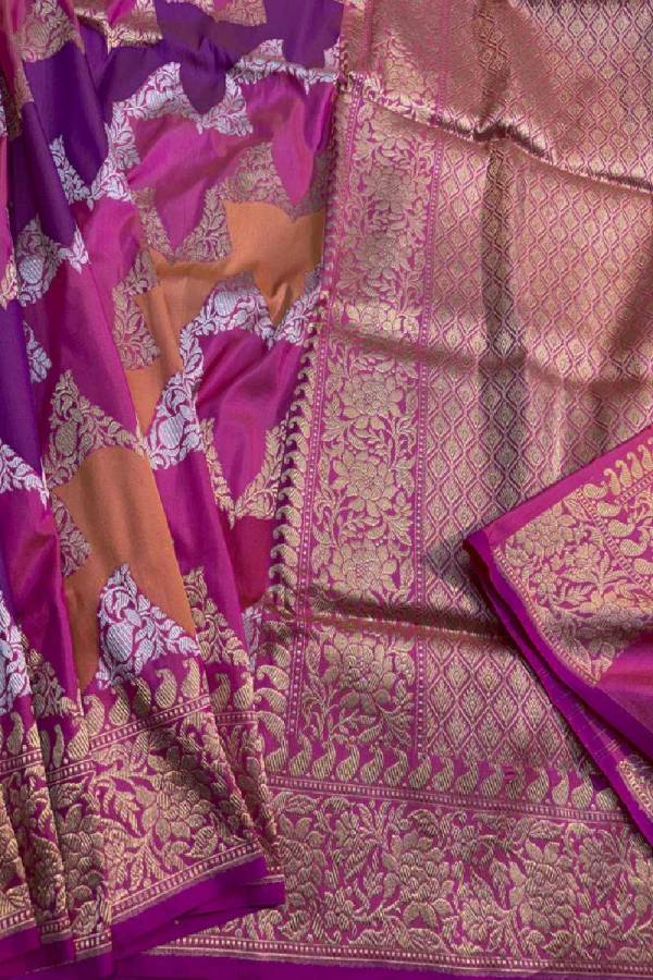 Pink-Rungkaat Katan Banarasi Handloom Saree in Varanasi