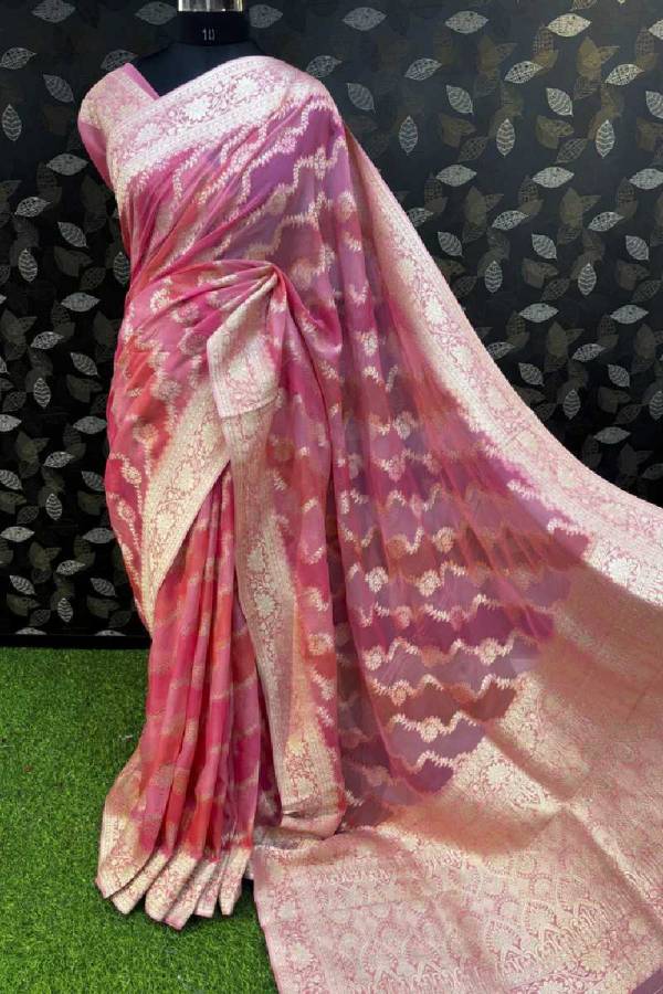 Pink Shade Of Rungkaat Georgette Banarasi Saree in Varanasi