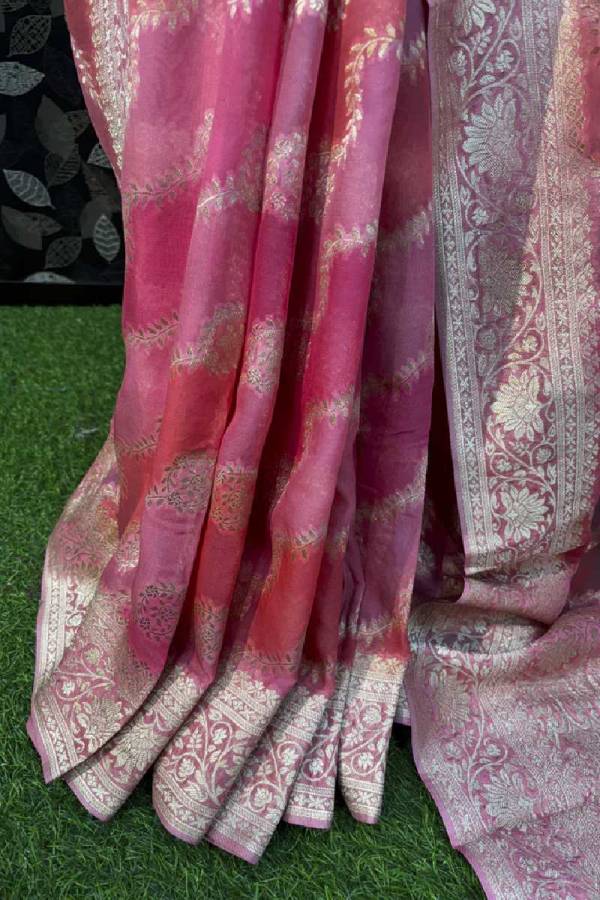 Pink Shade Of Rungkaat Georgette Banarasi Saree in Varanasi