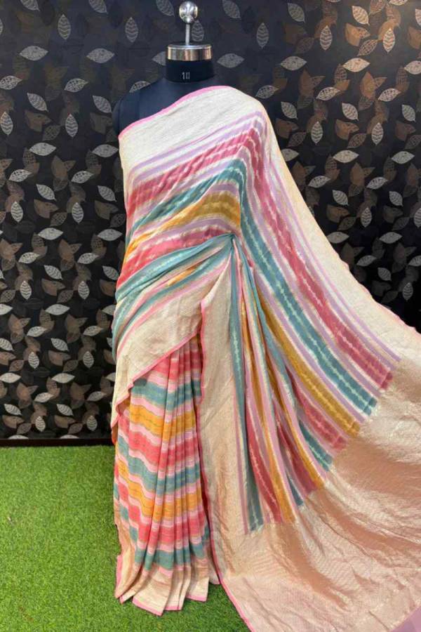 Pinky Pure Khaddi Georgette Banarasi Handloom Saree in Varanasi
