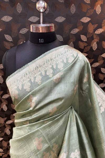 Pista Green Pure Raw Mango Banarasi Handloom Saree Manufacturers, Suppliers, Exporters in Indiana
