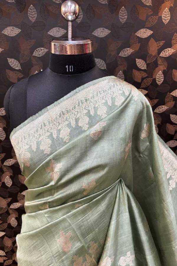 Pista Green Pure Raw Mango Banarasi Handloom Saree in Varanasi