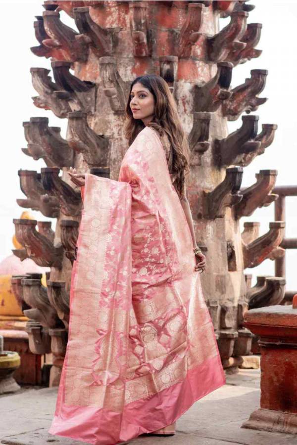 Pure Banarasi Katan Cutwork Jangla Handloom Saree in Varanasi