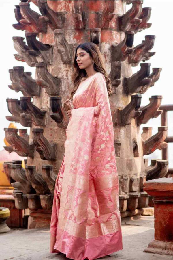 Pure Banarasi Katan Cutwork Jangla Handloom Saree in Varanasi