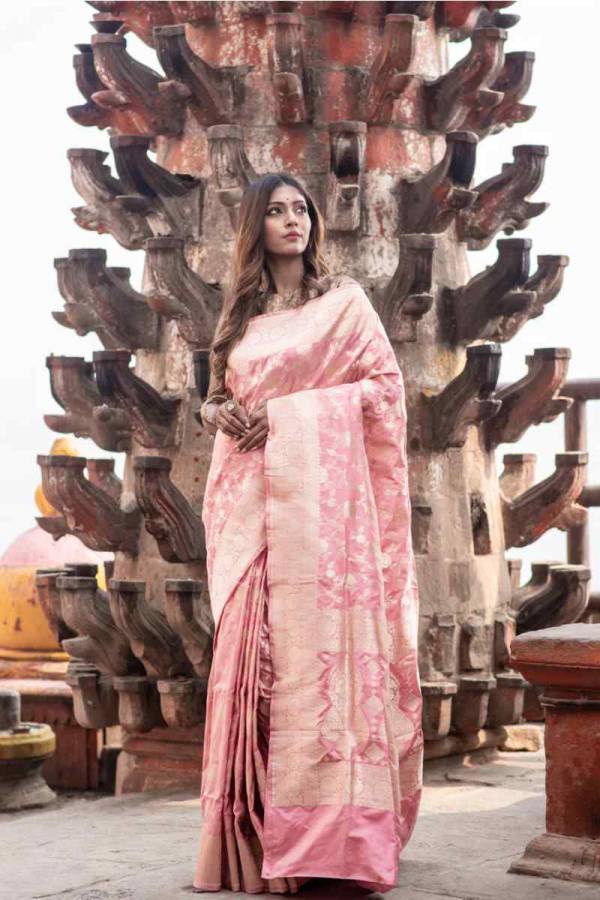 Pure Banarasi Katan Cutwork Jangla Handloom Saree in Varanasi