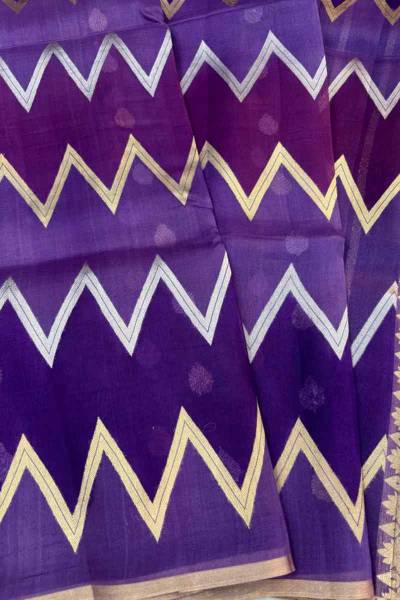 Pure Kora Blue Rungkaat Banarasi Handloom Saree in Varanasi