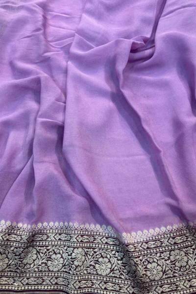 Pure Purple Color Khaddi Chiffon Banarasi Handloom saree Manufacturers, Suppliers, Exporters in
                                                                         Varanasi