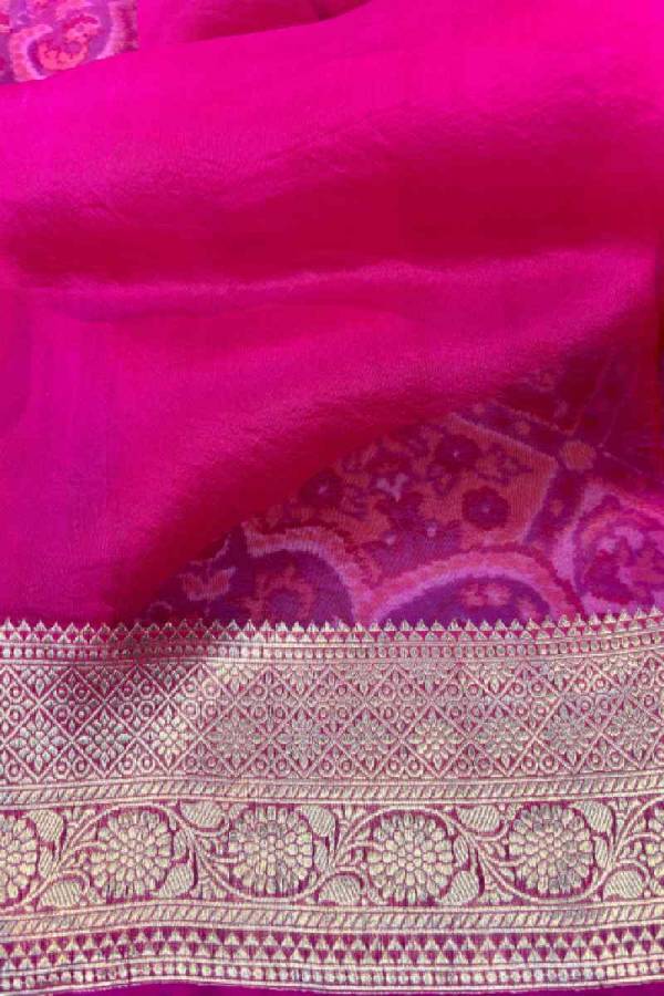 Rani Pink Pure Kora Katan Banarasi Handloom Saree in Varanasi