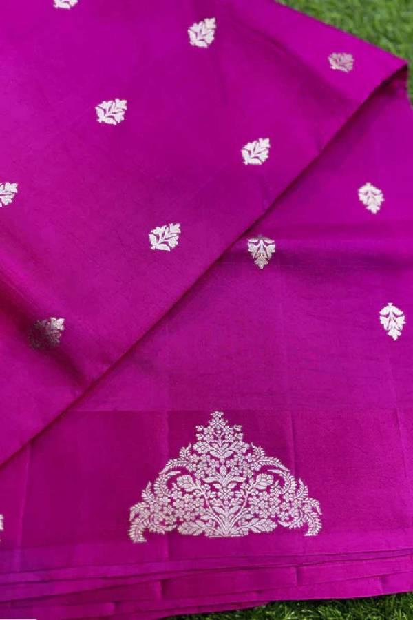 Rani Pink Pure Raw Mango Banarasi Handloom Saree in Varanasi