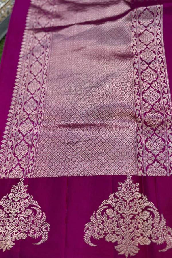 Rani Pink Pure Raw Mango Banarasi Handloom Saree in Varanasi